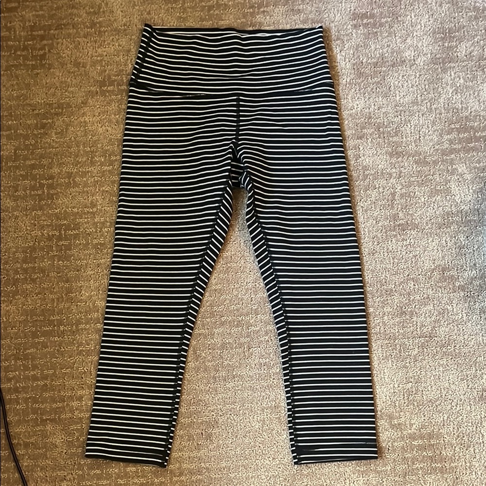 Lululemon Black and White Striped Leggings